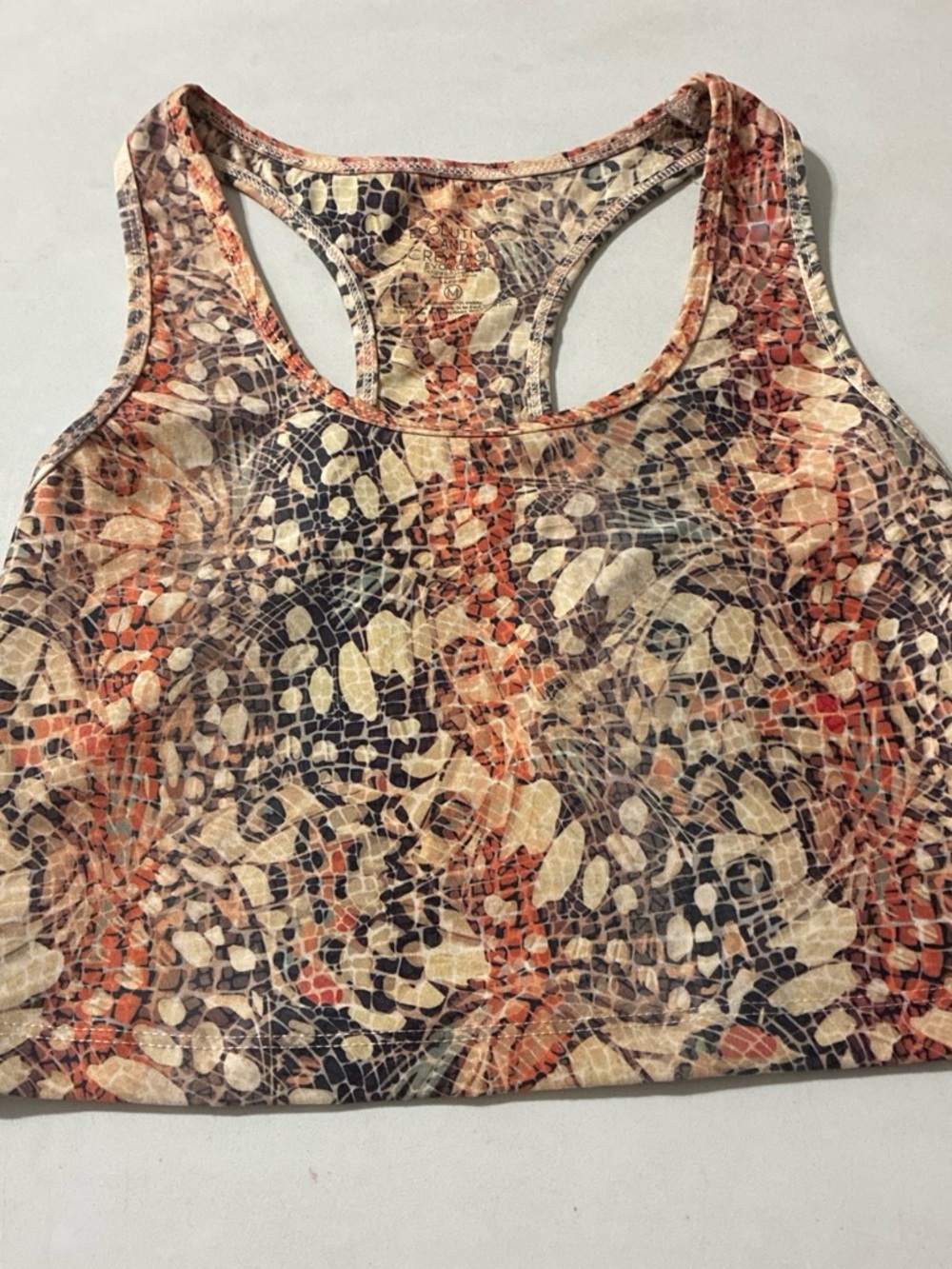 Evolution & CreatioWomen’s Multicolor Racerback Bralette - Neutral & Coral Print